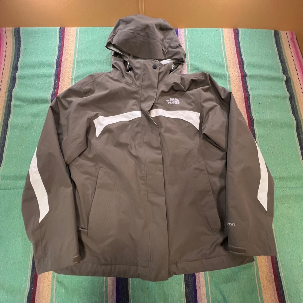 The North Face HyVent Rain Jacket Womens M Brown Hooded Shell Windbreaker